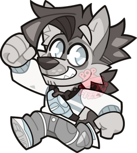 Digital artwork of Natter (an anthro Husky Dog oc) as a full body chibi.