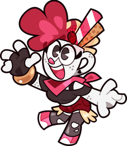 Digital artwork of Val (a Cuphead oc) as a full body chibi.