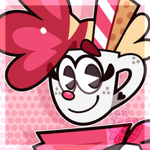 Digital artwork of Val (a Cuphead oc) cropped to fit a square avatar.