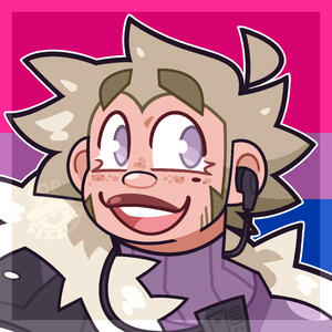 Digital artwork of Sparks (a human oc) cropped to fit a square avatar.