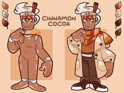 Custom Design of an object-head cup character named "Cinnamon Cocoa".