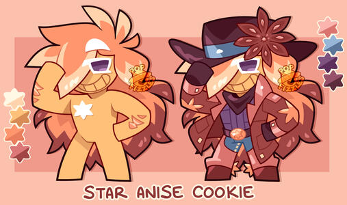 Custom Design of a Cookie Run fan character named "Star Anise Cookie".